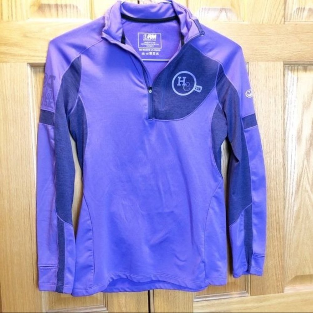 Running Man Hot Chocolate 15K/5k Purple 1/4 Zip Base Layer Shirt Size Small